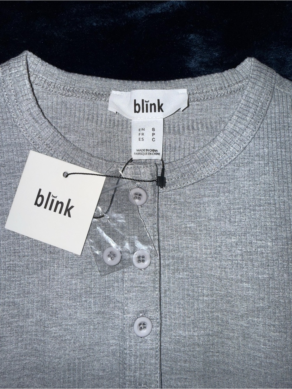 blink Ribbed Button-Front Tank Top - Gray - Picture 3 of 3